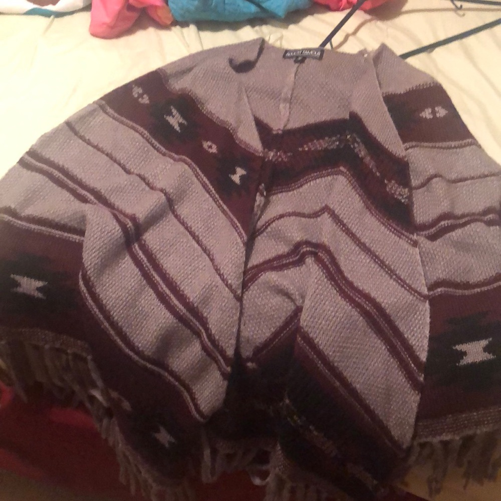 Grey and burgundy shawl!